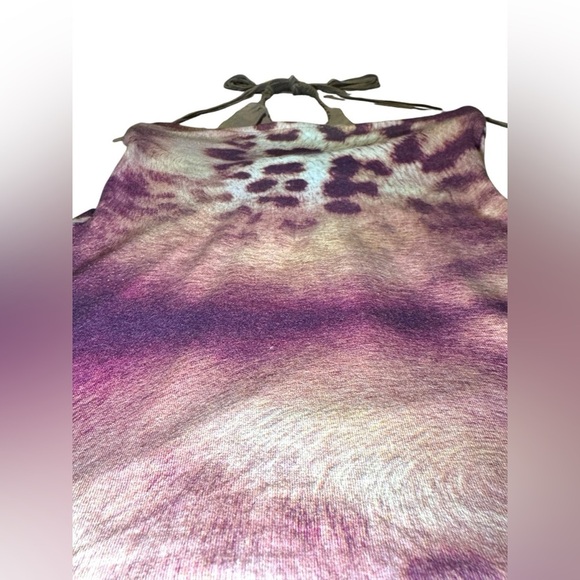 Sky Top Western Leopard Chic Leather Halter Top Strappy halter tie straps XS y2k - Picture 12 of 16